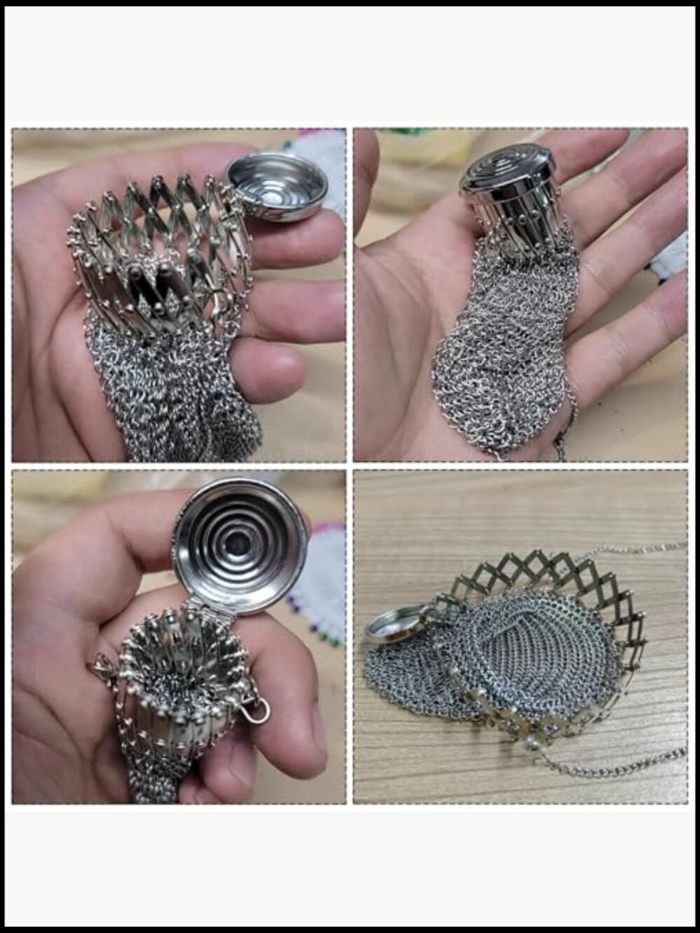 Vintage Coin Purse Wallet Chain Metal Mesh Double Mesh Holder For Coins Dice View 5
